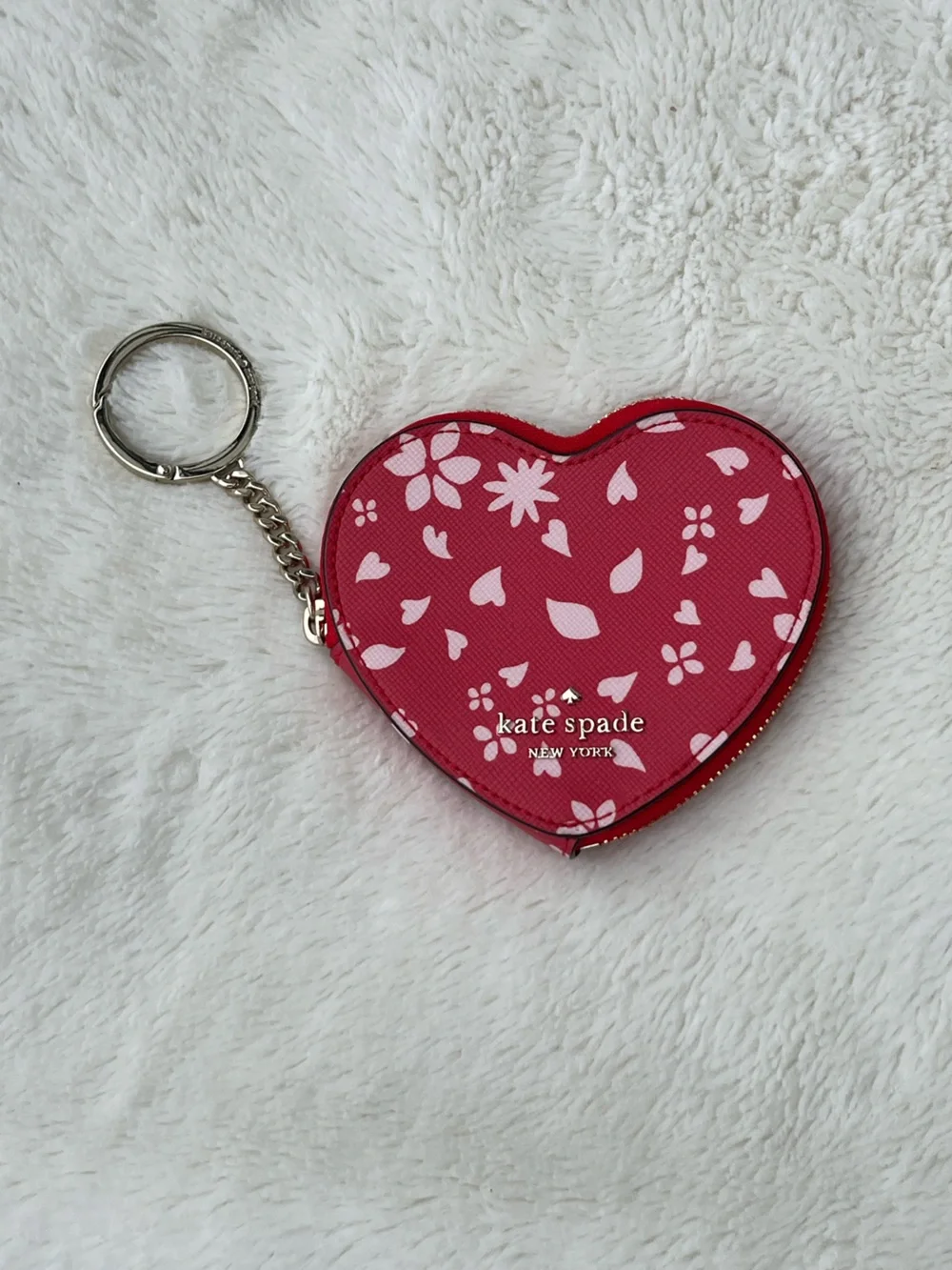 NWOT Kate Spade red and light pink heart coin pouch key fob/coin purse - Picture 7 of 10